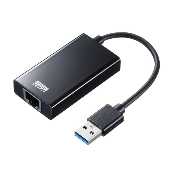 サンワサプライ USB3.2／LAN 変換アダプタ USBハブ1ポート付き ブラック USB-CVLAN3BKN 1個（ご注文単位1個）【直送品】