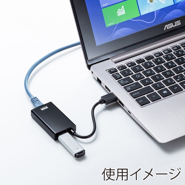 サンワサプライ USB3.2／LAN 変換アダプタ USBハブ1ポート付き ブラック USB-CVLAN3BKN 1個（ご注文単位1個）【直送品】