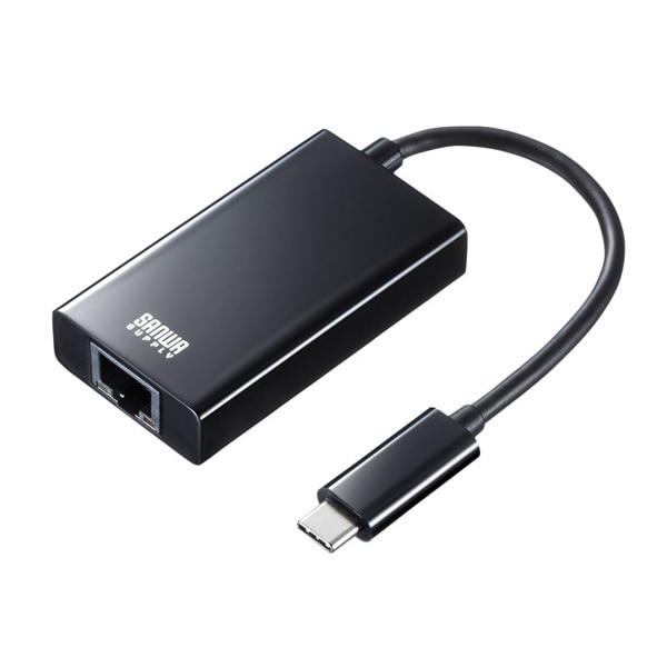 サンワサプライ USB3.2Type-C／LAN 変換アダプタ USBハブ1ポート付き ホワイト USB-CVLAN4BKN 1個（ご注文単位1個）【直送品】