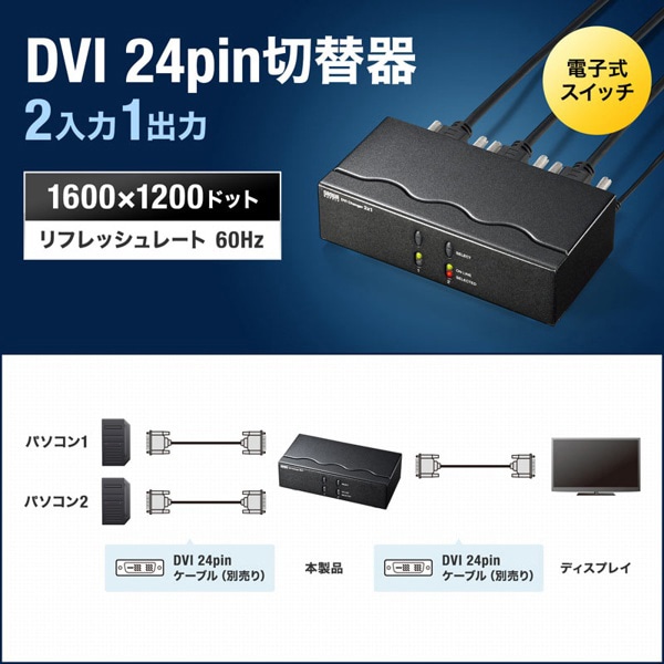 サンワサプライ ディスプレイ切替器 DVI24pin用 2回路 SW-EDV2N2 1個（ご注文単位1個）【直送品】