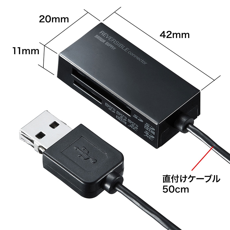 サンワサプライ USB2.0 カードリーダー ADR-MSDU3BKN 1個(ご注文単位1個)【直送品】