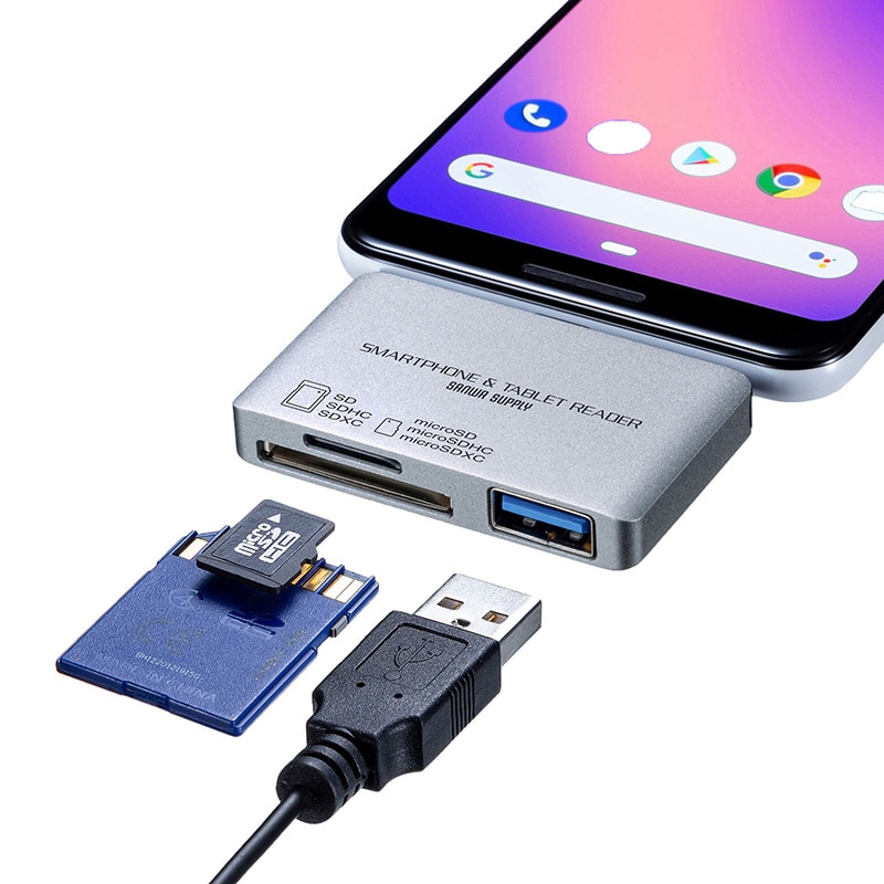 サンワサプライ Type-Cカードリーダー ADR-3TCSDUGYN 1個(ご注文単位1個)【直送品】