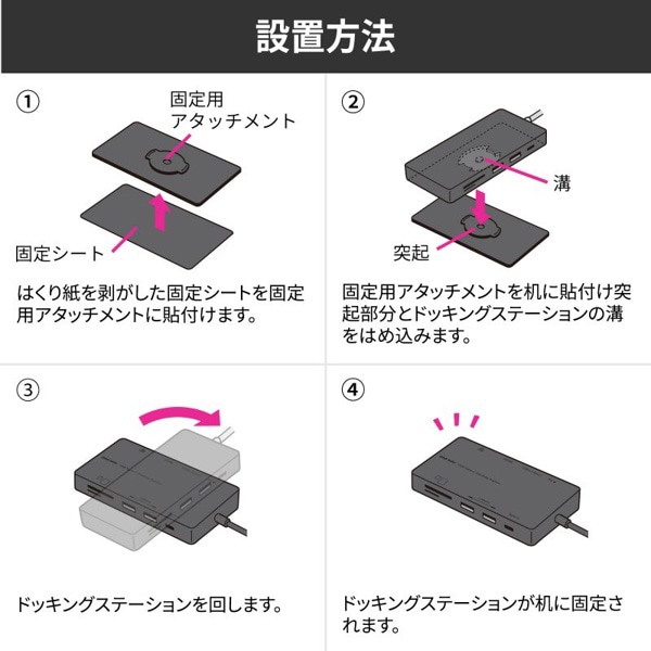 サンワサプライ USB Type-C ドッキングステーション くるピタ着脱 USB-DKM3BK 1個（ご注文単位1個）【直送品】