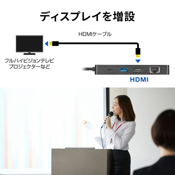 サンワサプライ USB Type-C ドッキングステーション くるピタ着脱 USB-DKM3BK 1個（ご注文単位1個）【直送品】