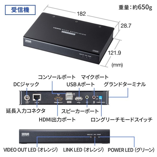 サンワサプライ KVMエクステンダー 受信機・送信機セット HDMI・USB用 VGA-EXKVMHU2 1個（ご注文単位1個）【直送品】