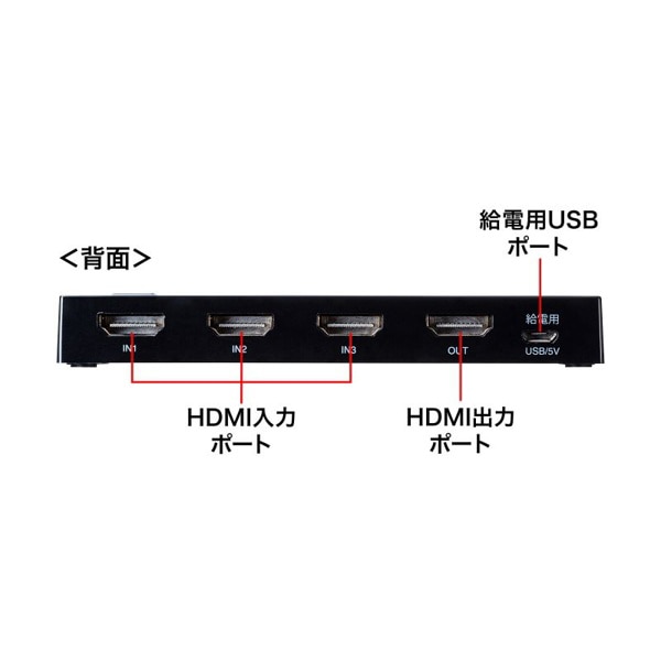サンワサプライ HDMI切替器 4K・HDR・HDCP2.2対応 SW-HDR31LN 1個（ご注文単位1個）【直送品】