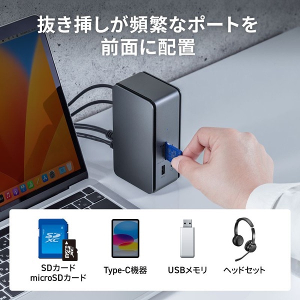 サンワサプライ USB Type-C ドッキングステーション HDMI×2画面出力対応 USB-CVDK12 1個（ご注文単位1個）【直送品】