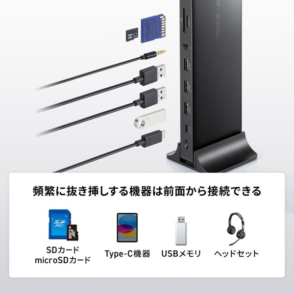サンワサプライ ドッキングステーション ACアダプタ付き 4K・HDMI×2画面出力 USB-CVDK16 1個（ご注文単位1個）【直送品】