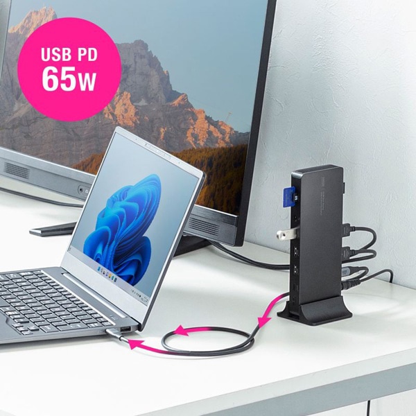 サンワサプライ ドッキングステーション ACアダプタ付き 4K・HDMI×2画面出力 USB-CVDK16 1個（ご注文単位1個）【直送品】