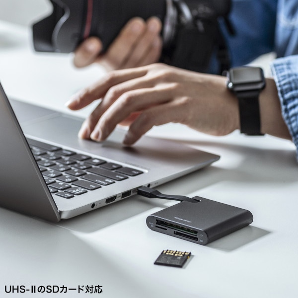 サンワサプライ Type-C カードリーダー SD4.0 UHS-II 対応 ADR-3TCML41BK 1個(ご注文単位1個)【直送品】