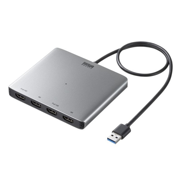 サンワサプライ USB-A／HDMI ディスプレイアダプタ 4画面出力 USB-CVU3HD7 1個（ご注文単位1個）【直送品】
