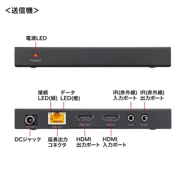 サンワサプライ HDMIエクステンダー 受信機・送信機セット 4K対応 120m延長 VGA-EXHDPOC 1個（ご注文単位1個）【直送品】