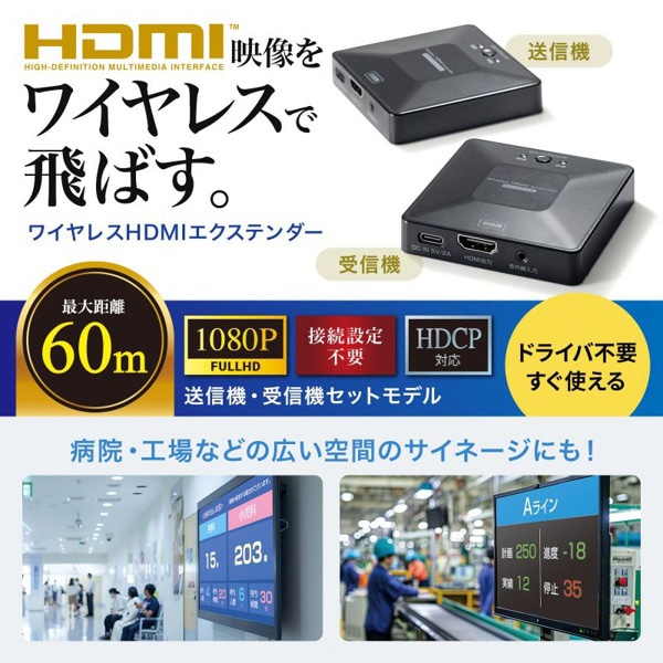 サンワサプライ ワイヤレス HDMIエクステンダー 送受信機セット フルHD対応 VGA-EXWHD13 1個(ご注文単位1個)【直送品】