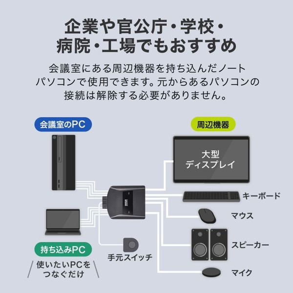 サンワサプライ パソコン自動切替器 4K・HDMI対応 SW-KVM2WHUUS 1個（ご注文単位1個）【直送品】