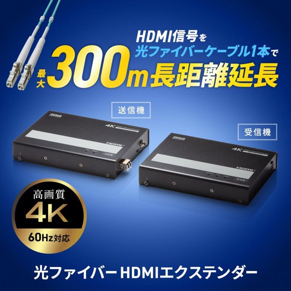 サンワサプライ 光ファイバー HDMIエクステンダー 4K対応 300m延長 VGA-EXHDFB 1個（ご注文単位1個）【直送品】