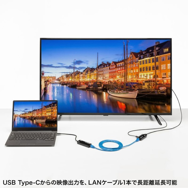サンワサプライ USB TypeC／HDMI 変換エクステンダー 70m延長 VGA-EXHDC 1個（ご注文単位1個）【直送品】