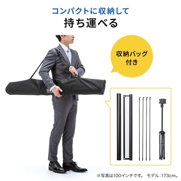 サンワサプライ プロジェクタースクリーン 80型 コンパクト収納 PRS-SX80HD 1個（ご注文単位1個）【直送品】