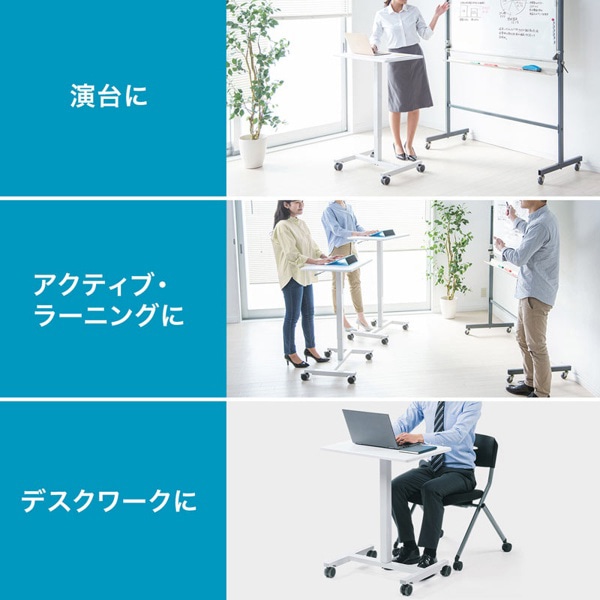 サンワサプライ パーソナルガス昇降デスク ホワイト ERD-GAP1W 1個（ご注文単位1個）【直送品】