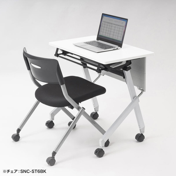 サンワサプライ フォールディングデスク W750×D450mm ホワイト／シルバー FLD-7545W 1個（ご注文単位1個）【直送品】