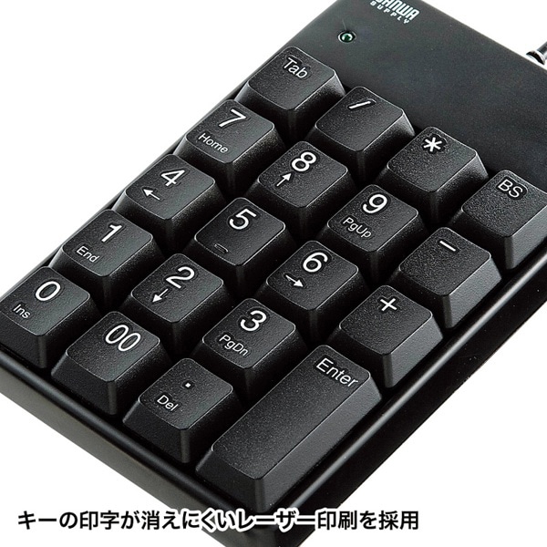 サンワサプライ USBテンキー TABキー付き ブラック NT-17UBKN 1個（ご注文単位1個）【直送品】