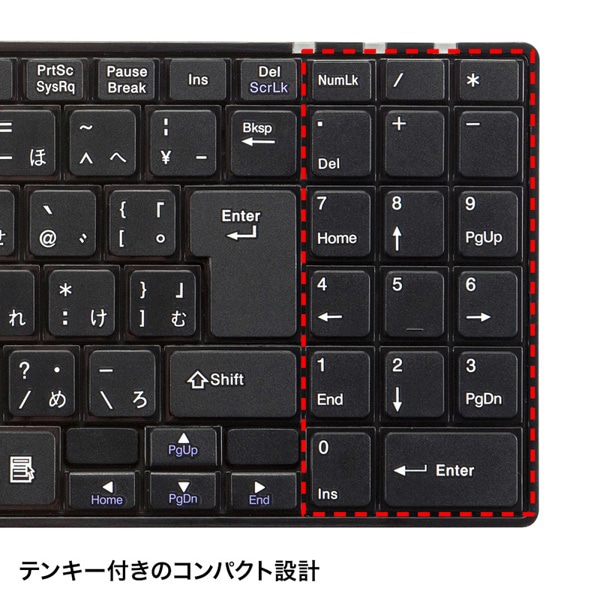 サンワサプライ USBスリムキーボード テンキー付き ブラック SKB-SL17BKN 1個（ご注文単位1個）【直送品】