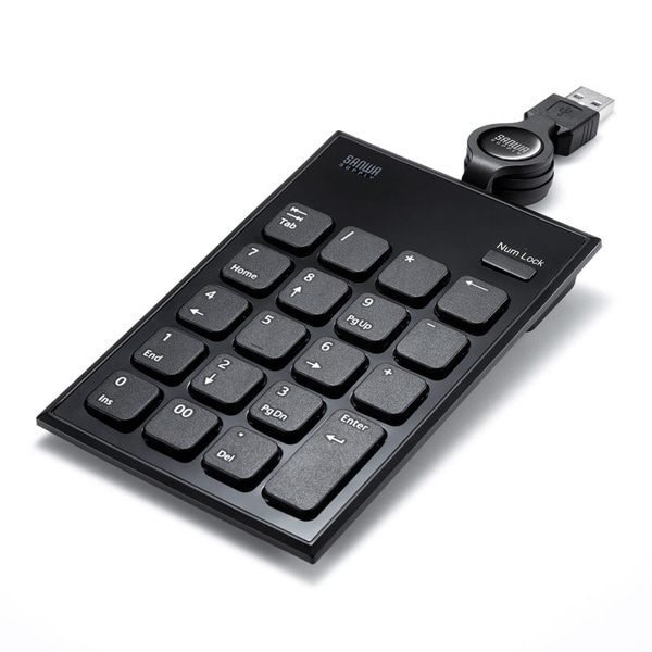 サンワサプライ 巻取り USBテンキー ブラック NT-21UBK 1個(ご注文単位1個)【直送品】
