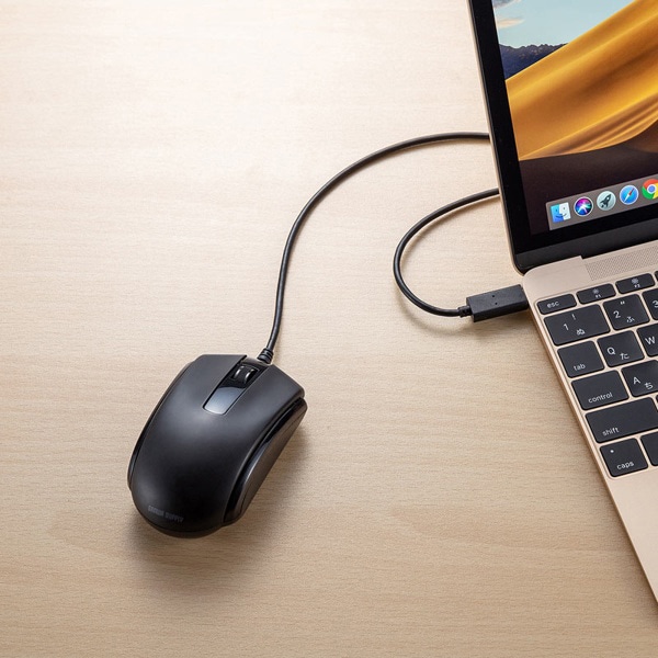サンワサプライ 有線 Type-C ブルーLEDマウス ブラック MA-BLC158BK 1個（ご注文単位1個）【直送品】