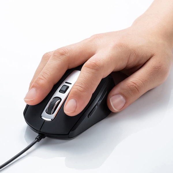 サンワサプライ 静音 有線ブルーLEDマウス 5ボタン ブラック MA-BL163BK 1個（ご注文単位1個）【直送品】