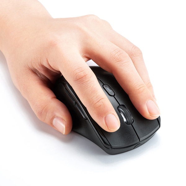 サンワサプライ 静音 ワイヤレスブルーLEDマウス 左手用 5ボタン ブラック MA-WBL164BK 1個（ご注文単位1個）【直送品】