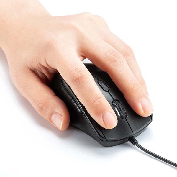 サンワサプライ 静音有線ブルーLEDマウス 5ボタン 左手用 MA-BL165BK 1個（ご注文単位1個）【直送品】