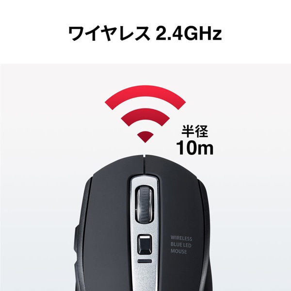 サンワサプライ ワイヤレス ブルーLEDマウス ブラック MA-WBL161BK 1個（ご注文単位1個）【直送品】