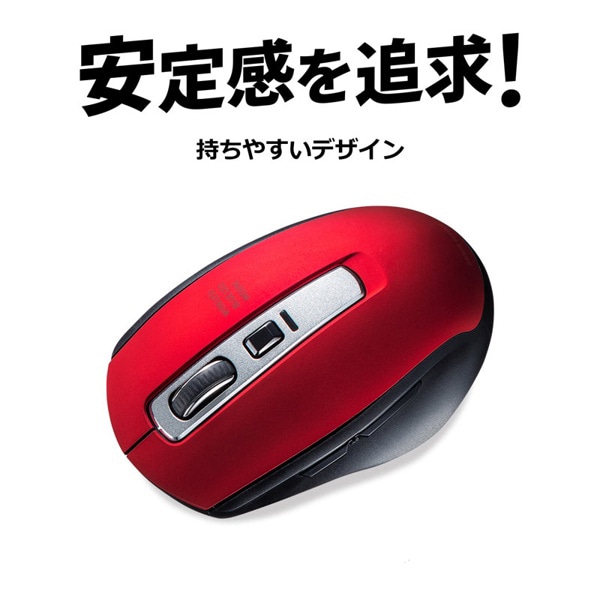 サンワサプライ ワイヤレス ブルーLEDマウス レッド MA-WBL161R 1個（ご注文単位1個）【直送品】