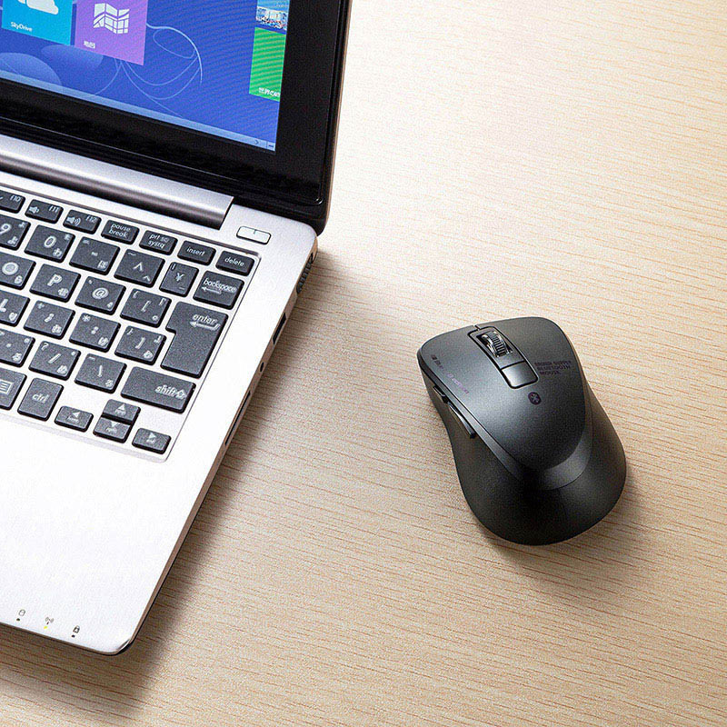 サンワサプライ 静音Bluetooth5.0　ブルーLEDマウス 5ボタン　ブラック MA-BTBL155BK 1個（ご注文単位1個）【直送品】