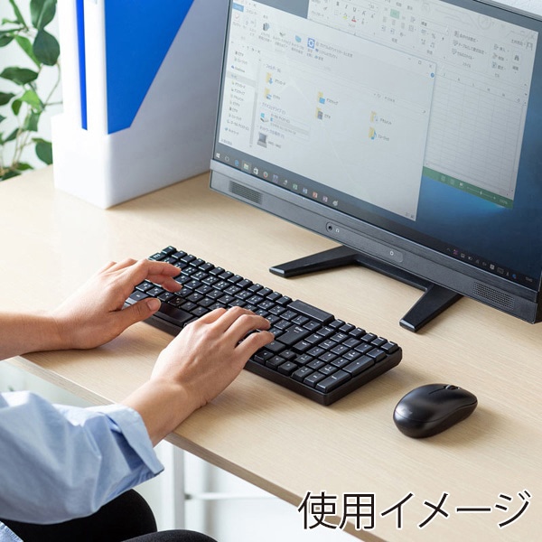 サンワサプライ マウス付きワイヤレスキーボード テンキーあり ブラック SKB-WL34SETBK 1個（ご注文単位1個）【直送品】