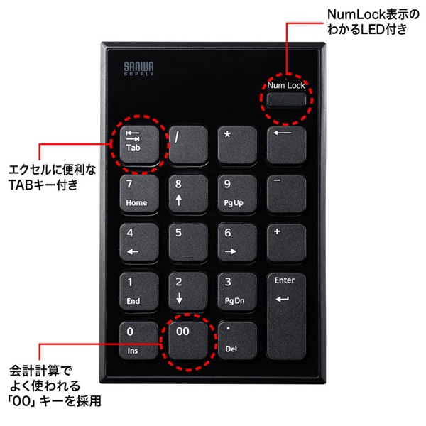 サンワサプライ 静音ワイヤレステンキー NT-WL23BK 1個（ご注文単位1個）【直送品】