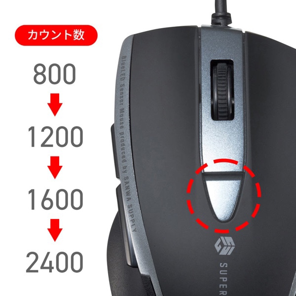 サンワサプライ 静音 有線ブルーLEDマウス 5ボタン ブラック MA-BL168BK 1個（ご注文単位1個）【直送品】