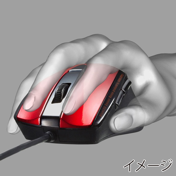 サンワサプライ 静音 有線ブルーLEDマウス 5ボタン レッド MA-BL168R 1個(ご注文単位1個)【直送品】