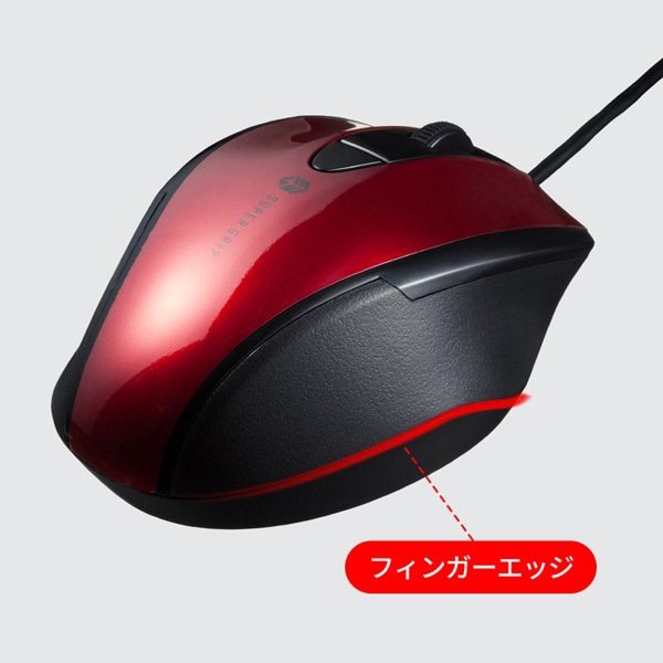 サンワサプライ 静音 有線ブルーLEDマウス 5ボタン レッド MA-BL168R 1個(ご注文単位1個)【直送品】