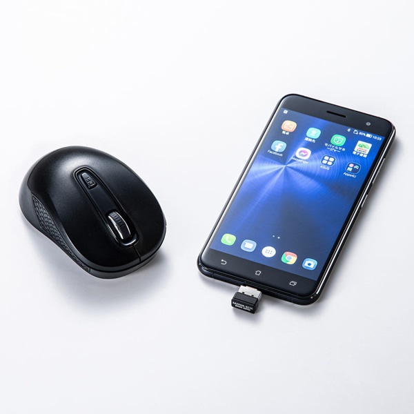 サンワサプライ ワイヤレス Type-C ブルーLEDマウス ブラック MA-WBLC41BK 1個（ご注文単位1個）【直送品】