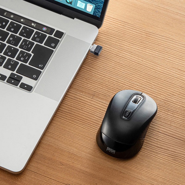 サンワサプライ ワイヤレス Type-C ブルーLEDマウス ブラック MA-WBLC41BK 1個（ご注文単位1個）【直送品】