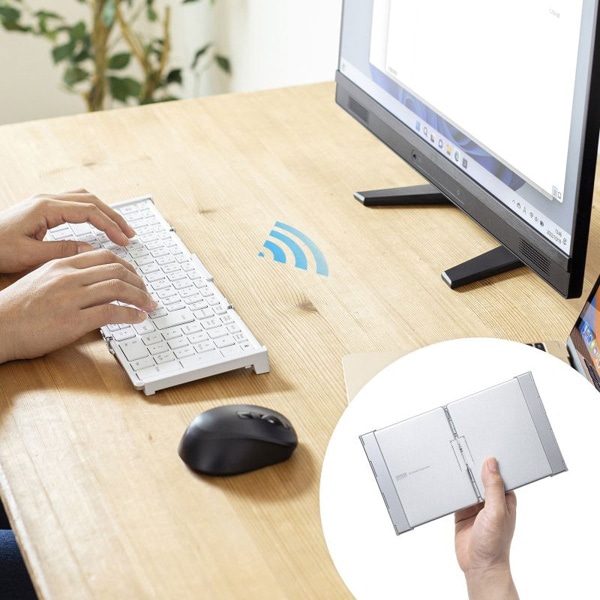 サンワサプライ Bluetooth 折りたたみフルキーボード ホワイト SKB-BT35W 1個(ご注文単位1個)【直送品】