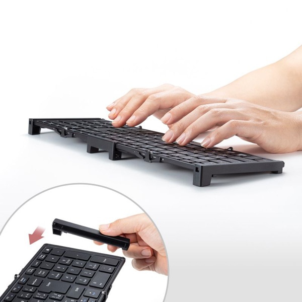 サンワサプライ ワイヤレス折りたたみフルキーボード テンキーあり ブラック SKB-WL35BK 1個(ご注文単位1個)【直送品】