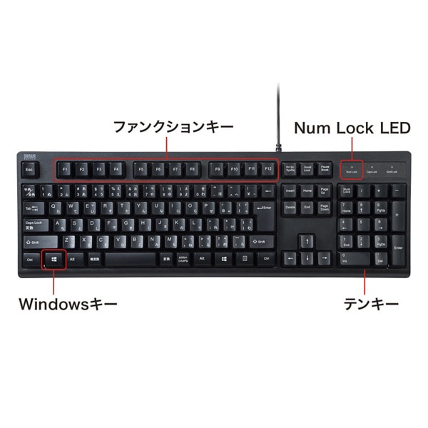 サンワサプライ 日本語109キーボード PS／2コネクタ ブラック SKB-109PBK 1個（ご注文単位1個）【直送品】