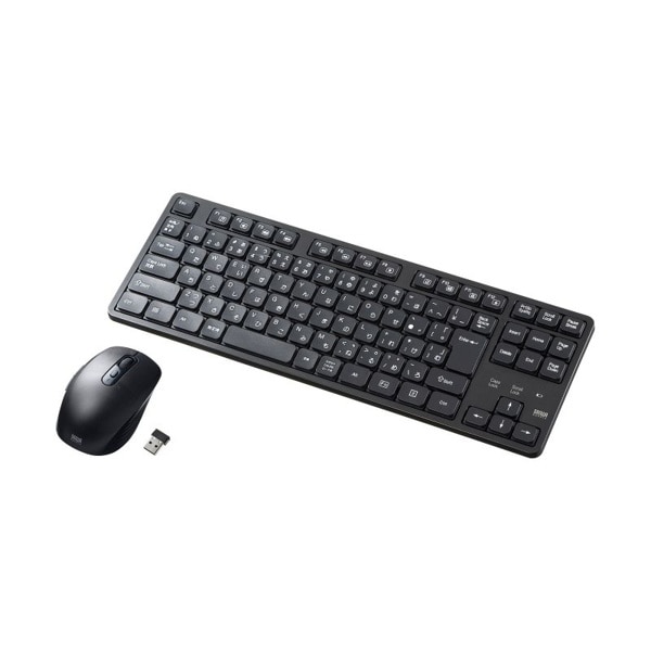 サンワサプライ ワイヤレス静音キーボード・マウスセット テンキーなし ブラック SKB-WL38SETBK 1個（ご注文単位1個）【直送品】