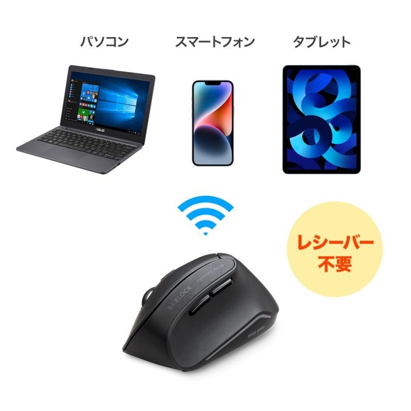 サンワサプライ 抗菌静音 Bluetooth エルゴノミクスマウス ブラック MA-ERGBTK11 1個(ご注文単位1個)【直送品】
