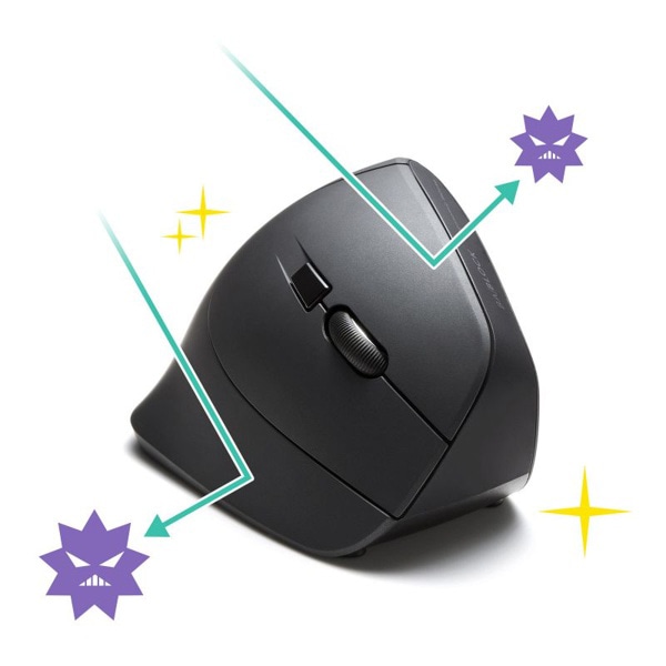 サンワサプライ 抗菌静音 ワイヤレスエルゴノミクスマウス ブラック MA-ERGWK10 1個(ご注文単位1個)【直送品】