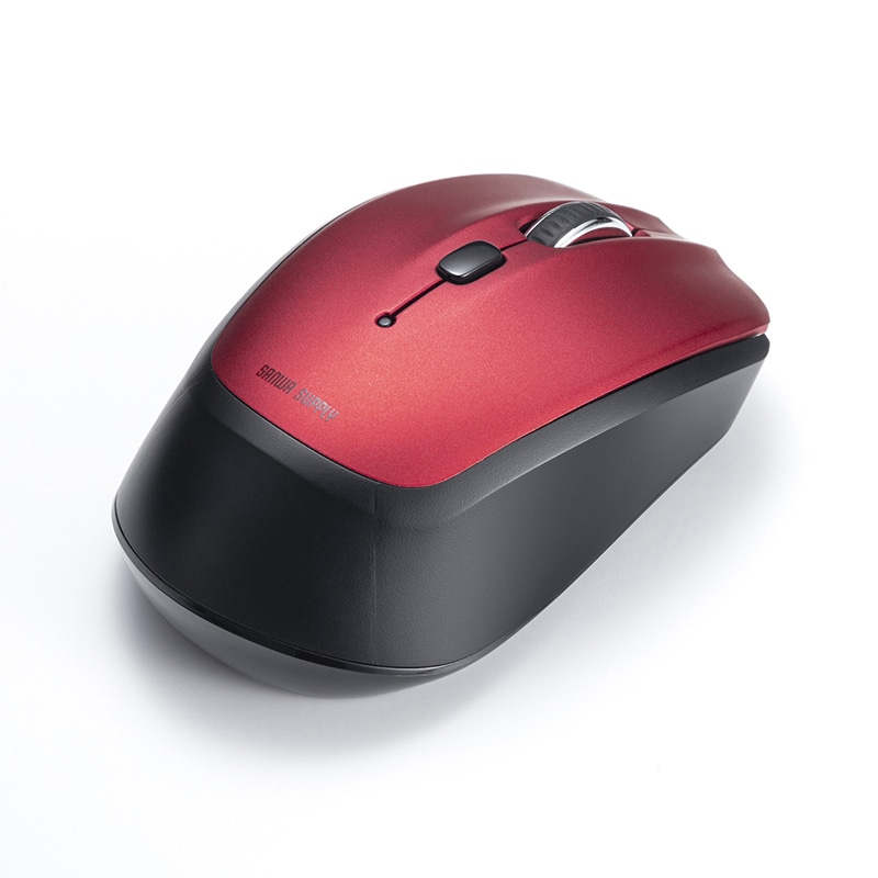 サンワサプライ ワイヤレスブルーLEDマウス 5ボタン レッド MA-WB509R 1個(ご注文単位1個)【直送品】