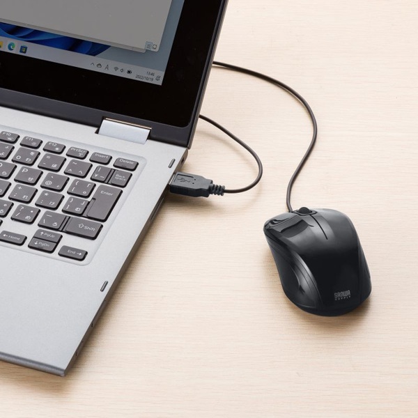 サンワサプライ 抗菌・静音 有線 ブルーLEDマウス ブラック MA-YBSK315BK 1個（ご注文単位1個）【直送品】