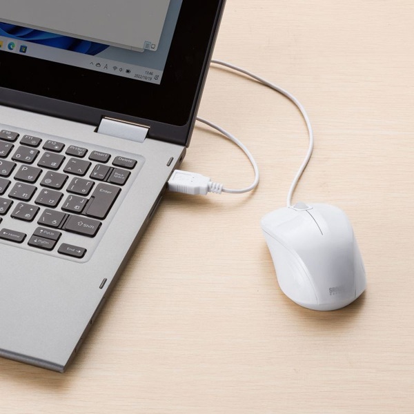 サンワサプライ 抗菌・静音 有線 ブルーLEDマウス ホワイト MA-YBSK315W 1個（ご注文単位1個）【直送品】