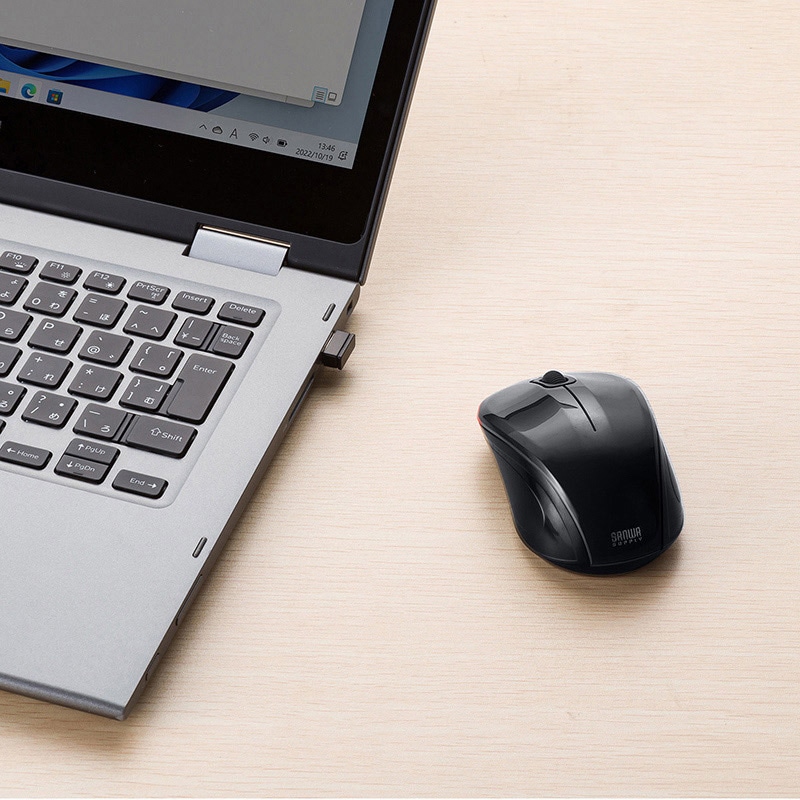 サンワサプライ 抗菌・静音ワイヤレスブルーLEDマウス ブラック MA-WBSK315BK 1個(ご注文単位1個)【直送品】